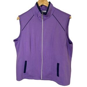 Allison Daley Purple Gray Accent Full Zip Athletic Vest Pockets Large Woman's